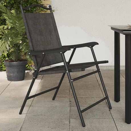 Vidaxl opklapbare stoelen, 2 stuks, gemêleerd grijs, staal en textilene.