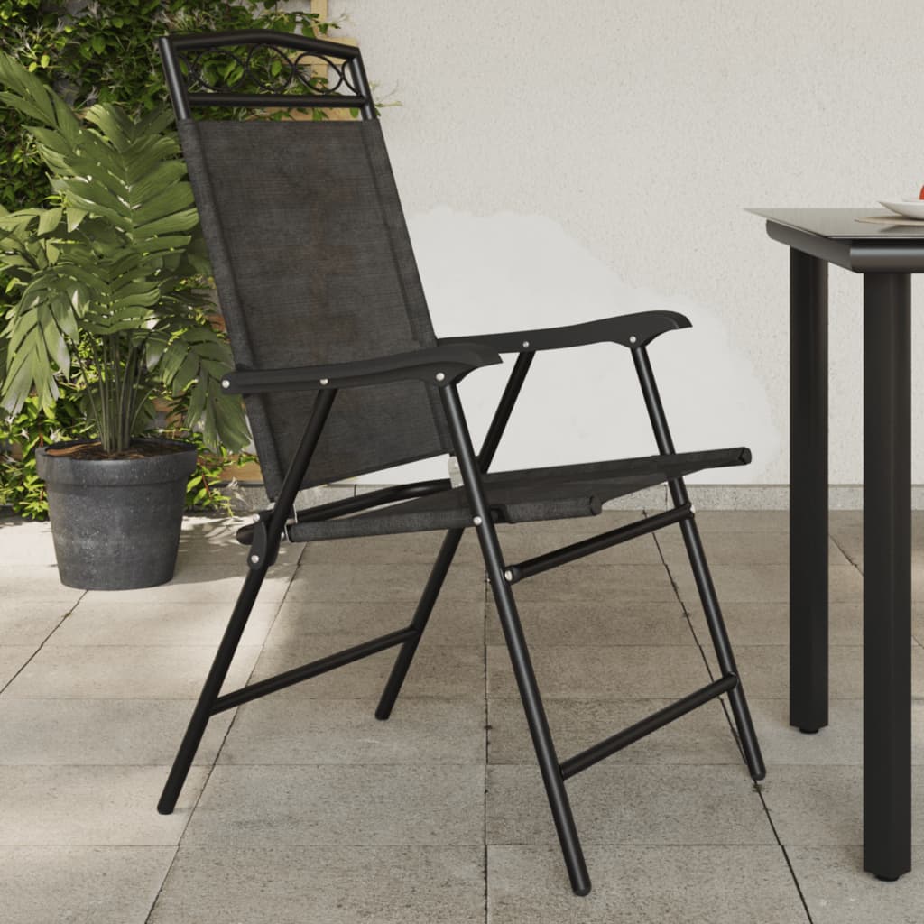 Vidaxl opklapbare stoelen, 2 stuks, gemêleerd grijs, staal en textilene.