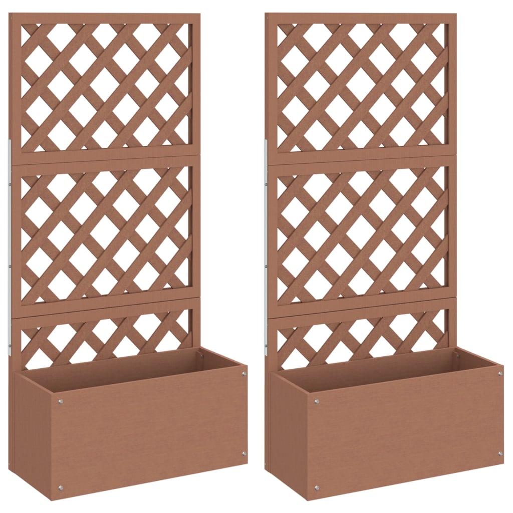 Vidaxl plantenbakken met latwerk 2 st 65x33x135 cm hkc bruin