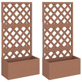 Vidaxl plantenbakken met latwerk 2 st 65x33x135 cm hkc bruin