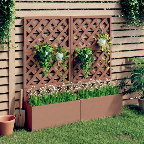 Vidaxl plantenbakken met latwerk 2 st 65x33x135 cm hkc bruin
