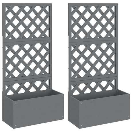 Vidaxl plantenbakken met latwerk 2 st 65x33x135 cm hkc grijs
