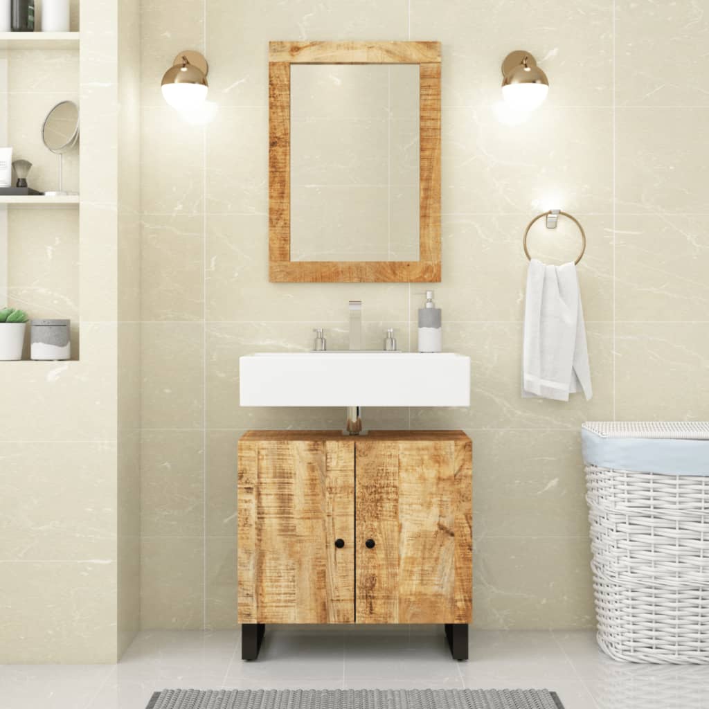 Vidaxl wastafelkast 62x33x58 cm massief mangohout en bewerkt hout