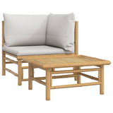 Vidaxl 2-delige loungeset met kussens bamboe lightgrijs