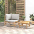 Vidaxl 2-delige loungeset met kussens bamboe lightgrijs