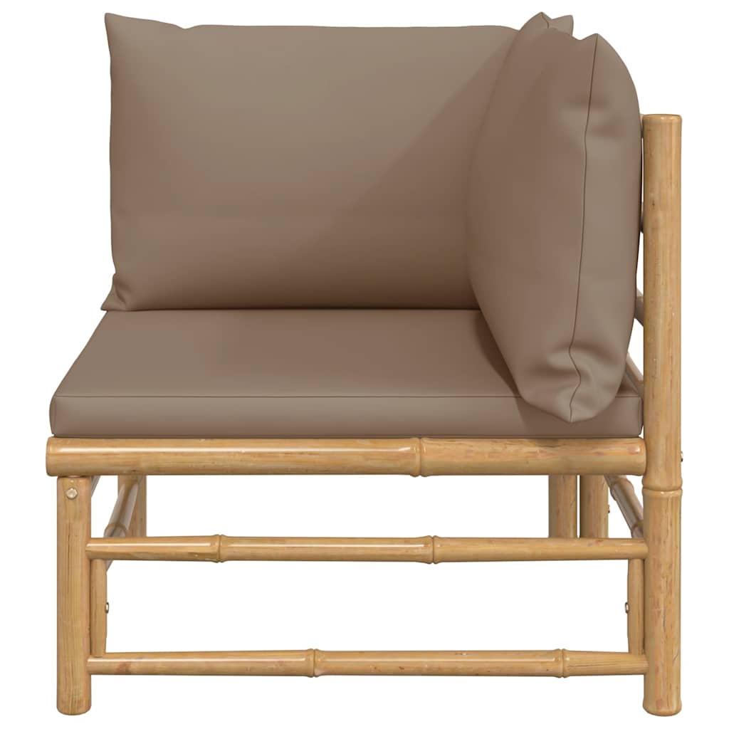 Vidaxl tuinhoekbank met kussens bamboe taupe
