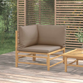 Vidaxl tuinhoekbank met kussens bamboe taupe