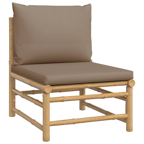 Vidaxl tuinmiddenbank met kussens bamboe taupe