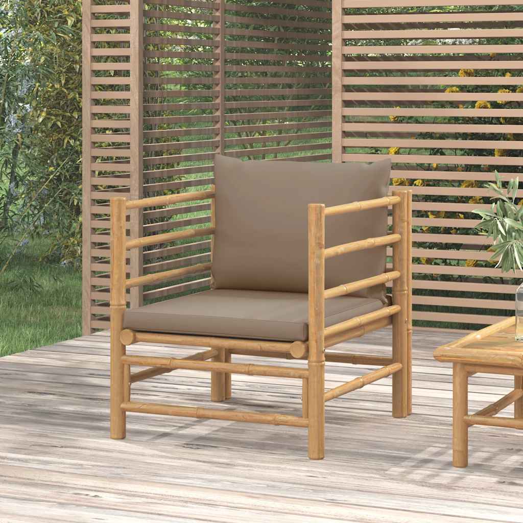 Vidaxl tuinbank met kussens bamboe taupe