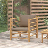 Vidaxl tuinbank met kussens bamboe taupe