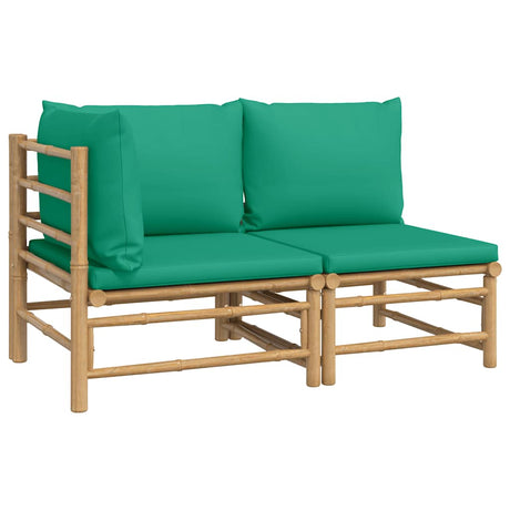 Vidaxl 2-delige loungeset met kussens bamboe groen