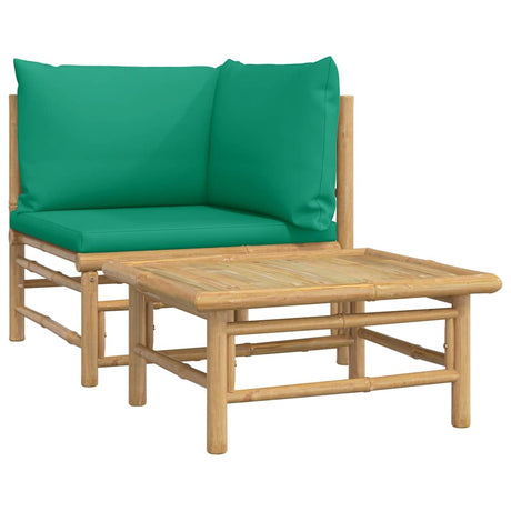 Vidaxl 2-delige loungeset met kussens bamboe groen
