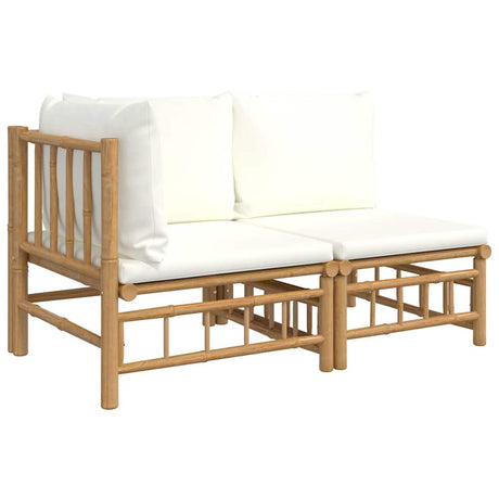 Vidaxl 2-delige loungeset met kussens bamboe crèmewit