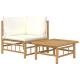 Vidaxl 2-delige loungeset met kussens bamboe crèmewit