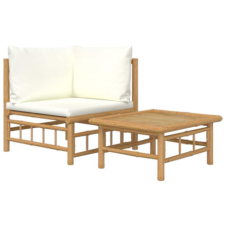Vidaxl 2-delige loungeset met kussens bamboe crèmewit