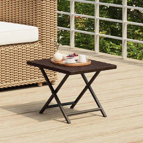 Vidaxl tafel inklapbaar 45x35x32 cm poly rattan bruin