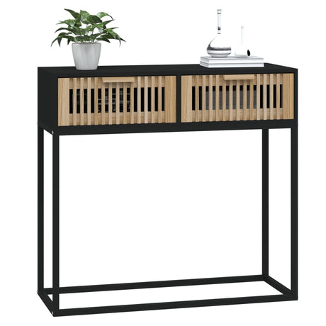 Vidaxl wandtafel 80x30x75 cm bewerkt hout en ijzer zwart