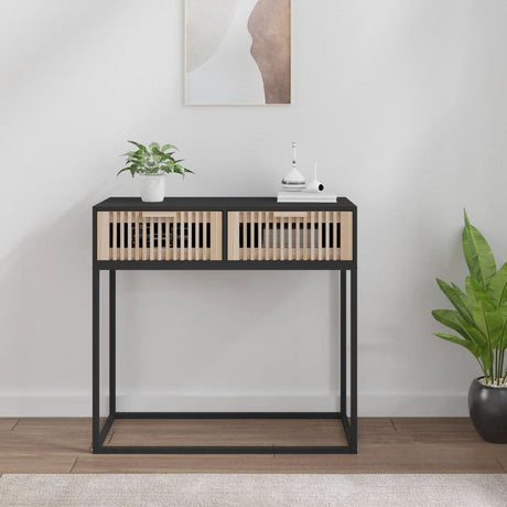 Vidaxl wandtafel 80x30x75 cm bewerkt hout en ijzer zwart