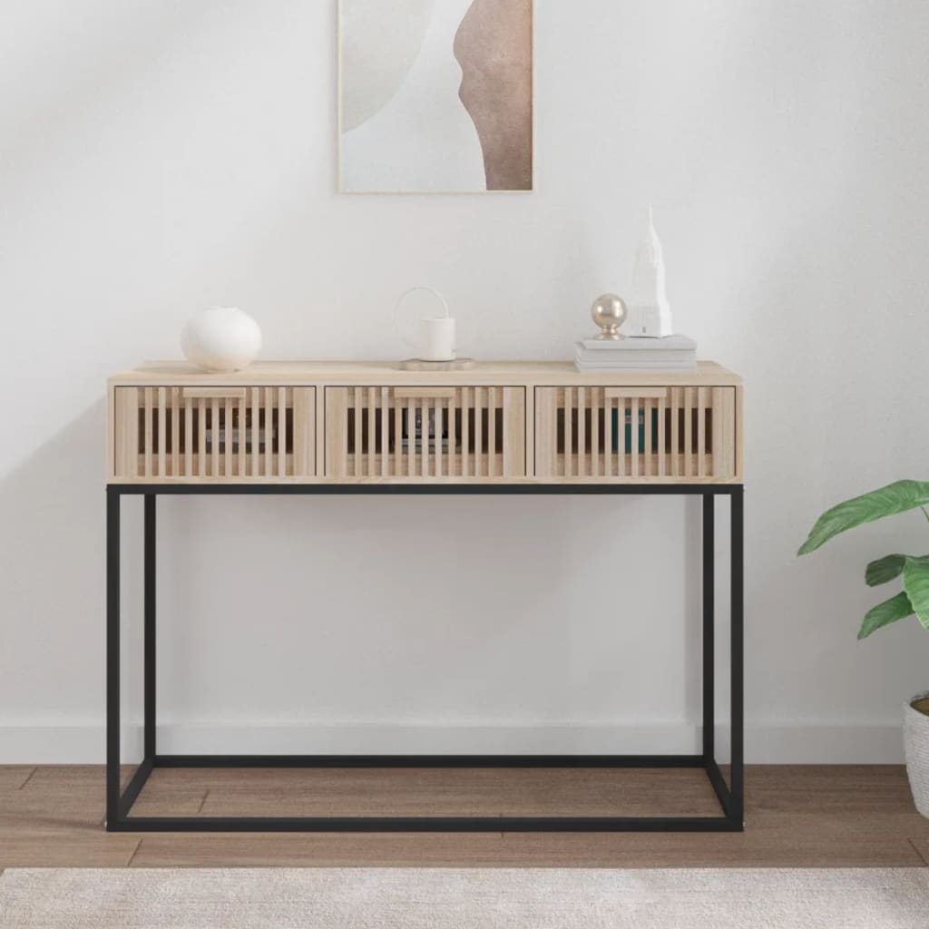 Vidaxl wandtafel 105x30x75 cm bewerkt hout en ijzer