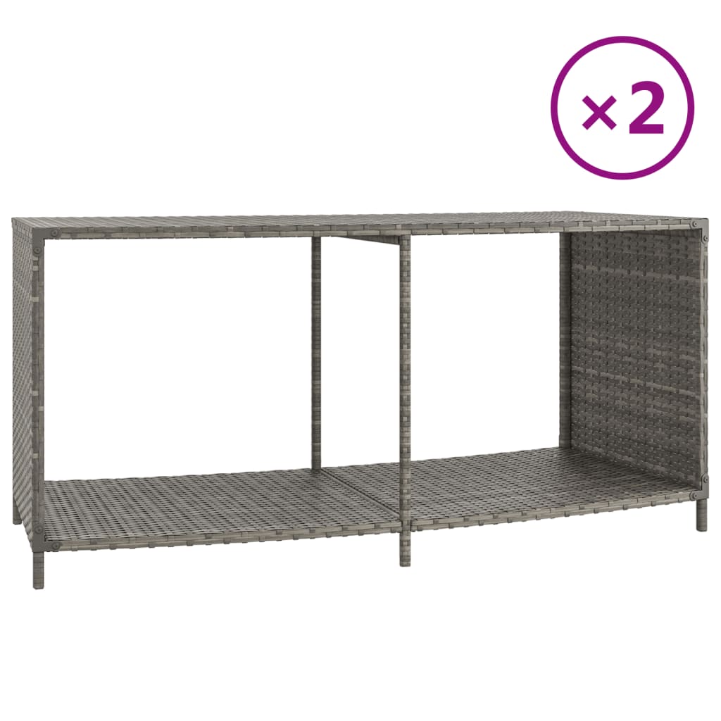 Vidaxl Storage Ocene 2 St Poly Rattan Grey