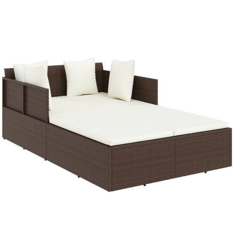 Vidaxl ligbed met kussens 182x118x63 cm poly rattan bruin