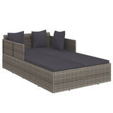 Vidaxl ligbed met kussens 182x118x63 cm poly rattan grijs