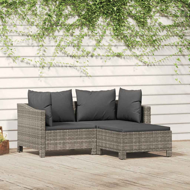 Vidaxl 3-delige loungeset met kussens poly rattan grijs