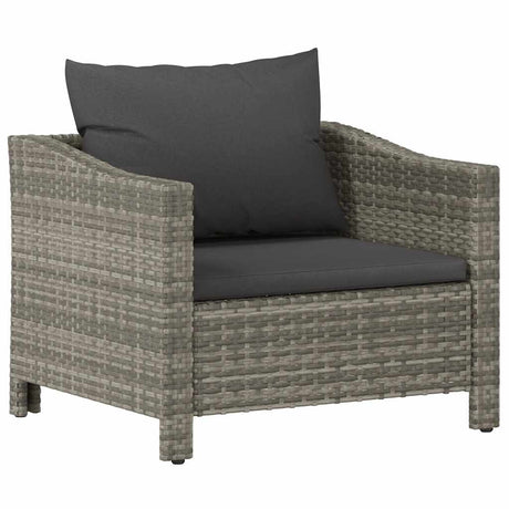 Vidaxl tuinfauteuil met kussen grijs poly rattan