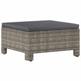Vidaxl tuinvoetenbank met kussen grijs poly rattan