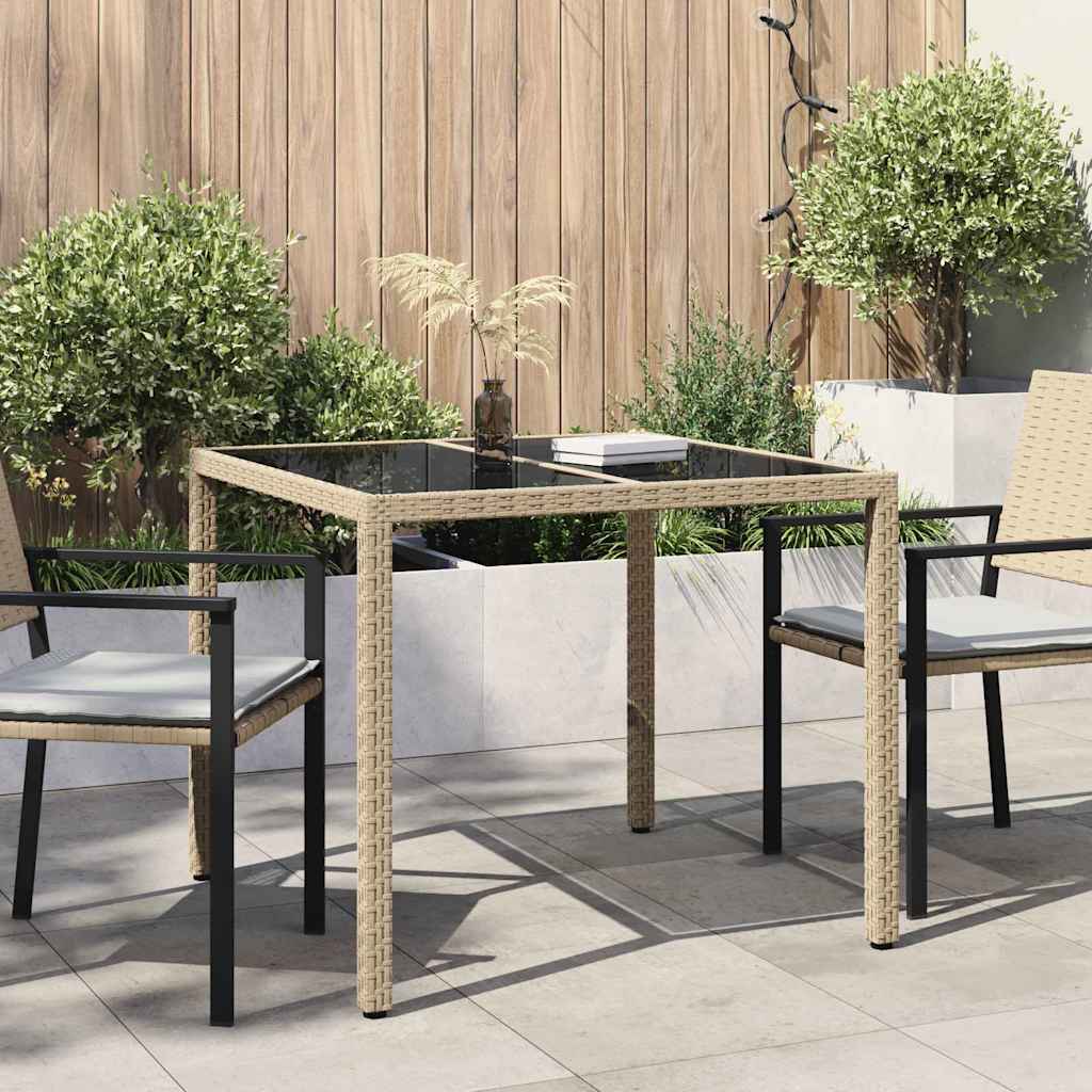 Vidaxl tuinstafel beige 90 x 90 x 75 cm poly rattan