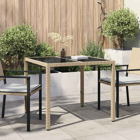 Vidaxl tuinstafel beige 90 x 90 x 75 cm poly rattan