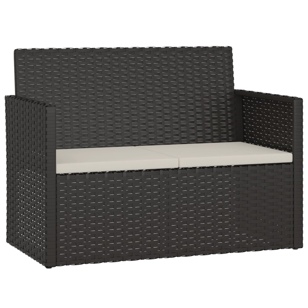 Vidaxl tuinbank met kussens 105 cm poly rattan zwart