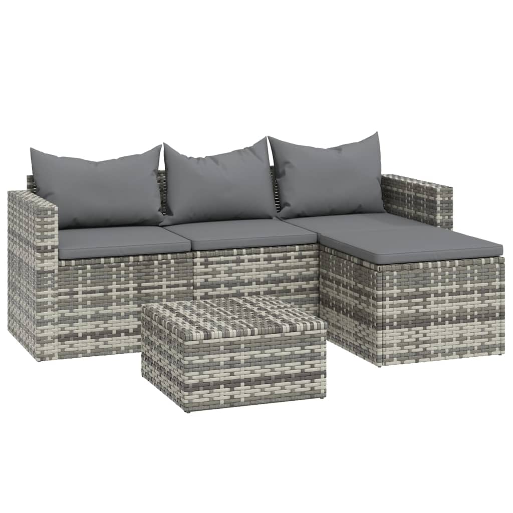 Vidaxl 3-delige loungeset met kussens poly rattan grijs