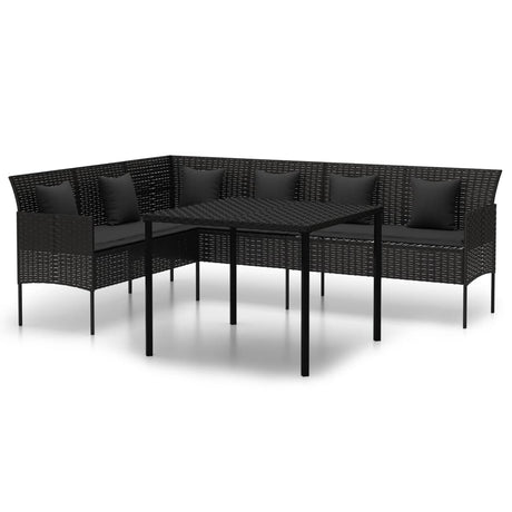 Vidaxl 2-delige tuinset met kussens poly rattan zwart