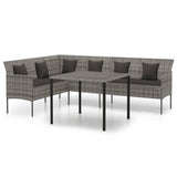 Vidaxl 2-delige tuinset met kussens poly rattan grijs
