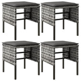 Vidaxl tuinvoetenbanken 4 st met kussens poly rattan grijs