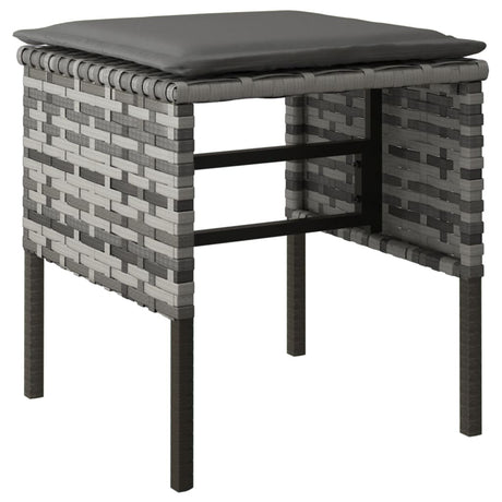 Vidaxl tuinvoetenbanken 4 st met kussens poly rattan grijs