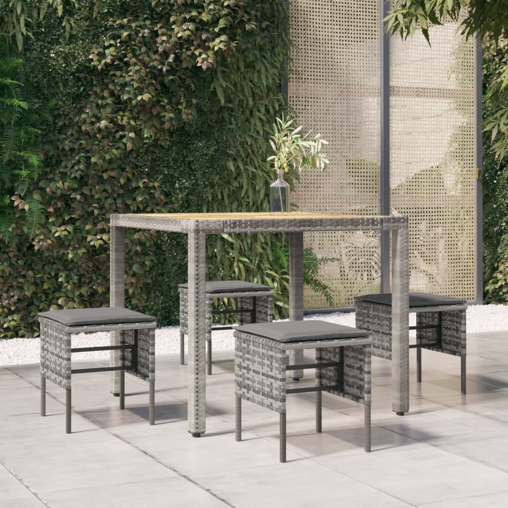 Vidaxl tuinvoetenbanken 4 st met kussens poly rattan grijs