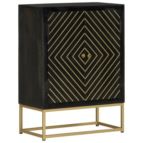 Vidaxl dressoir met 2 deuren 55x30x75 cm mangohout zwart en goud