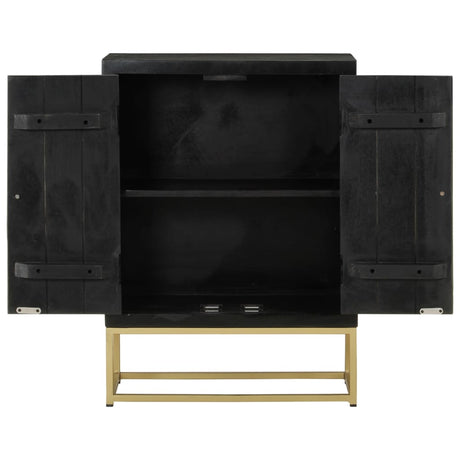 Vidaxl dressoir met 2 deuren 55x30x75 cm mangohout zwart en goud