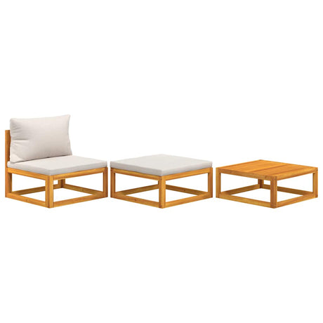 Vidaxl 3-delige loungeset met kussens massief acaciahout