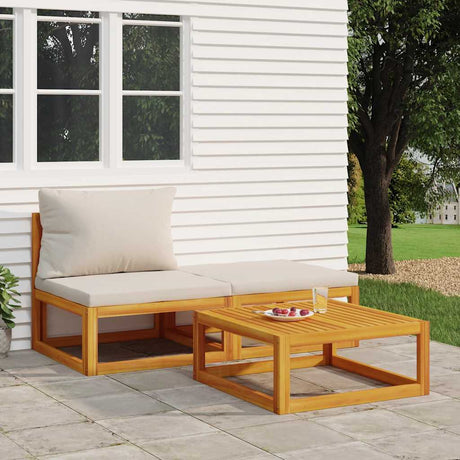 Vidaxl 3-delige loungeset met kussens massief acaciahout