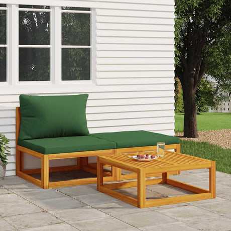 Vidaxl 3-delige loungeset met kussens massief acaciahout