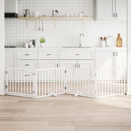 Vidaxl hondenhek inklapbaar met deur 4 panelen 320 cm populierhout wit