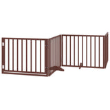 Vidaxl hondenhek met deur opvouwbaar 4 panelen bruin 320 cm populierenhout