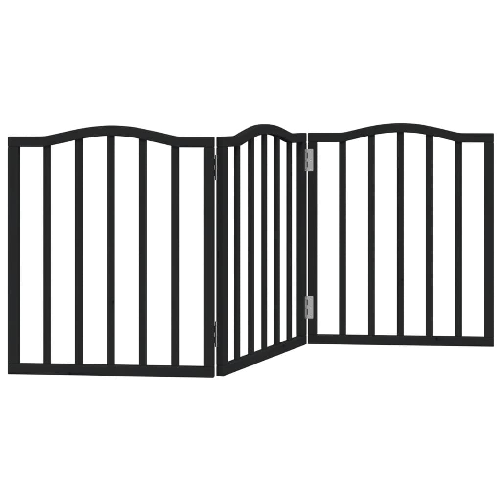 Vidaxl Dog Fence Plegable 3 paneles de 150 cm de madera de álamo de 150 cm Negro