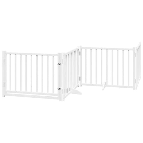 Vidaxl hondenhek inklapbaar 4 panelen 320 cm massief vurenhout wit