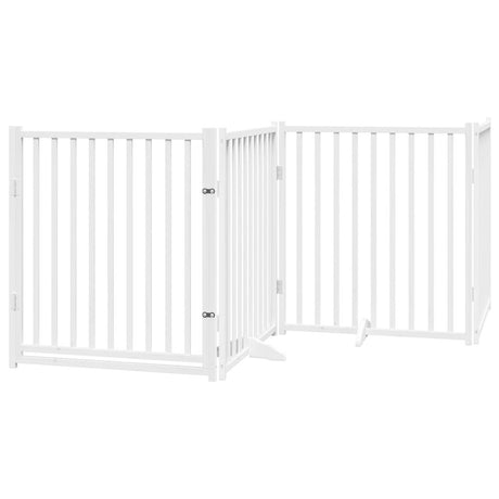 Vidaxl hondenhek inklapbaar 4 panelen 320 cm massief vurenhout wit