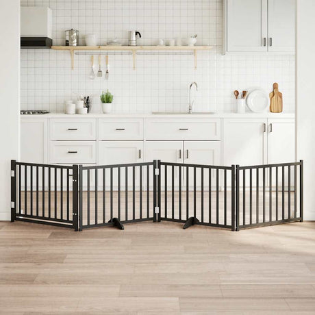 Vidaxl hondenhek inklapbaar 4 panelen 320 cm massief vurenhout zwart