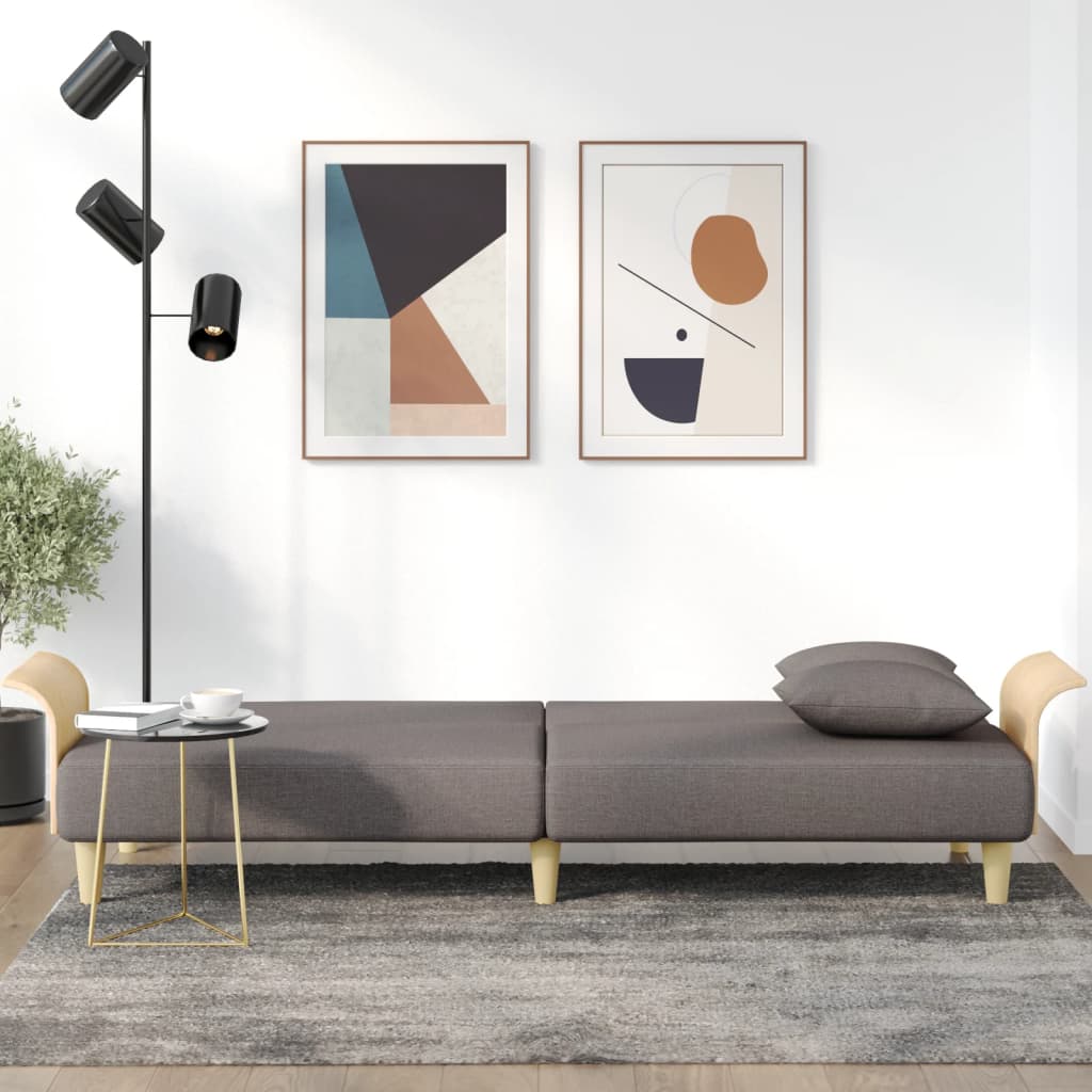 Vidaxl slaapbank met armleuningen stof taupe